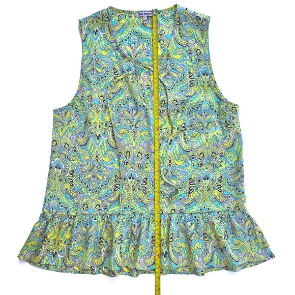 2 for$10 | Juicy Couture | Satin Paisley | Peplum Hem Sleeveless Tunic Tank - Picture 3 of 6